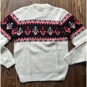 Vintage Golden Crest Sweater Small Norwegian Wool Blend Fair Isle Ski